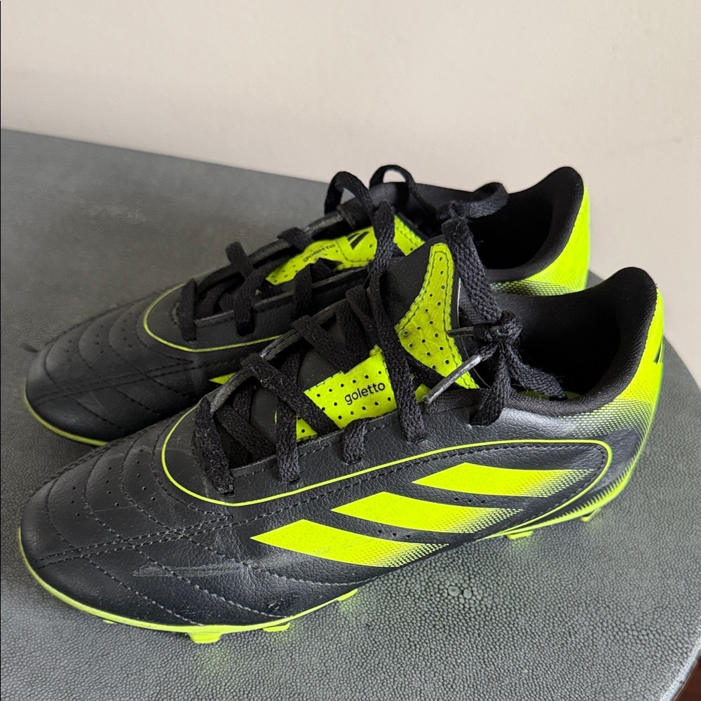 Adidas Kids Black and Neon Yellow Cleats